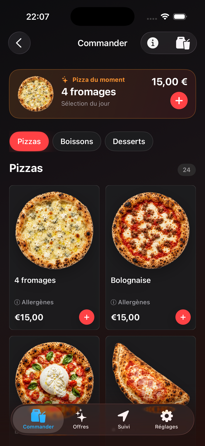 Application cliente PizzDrop